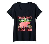 Femme s'il Te plaît, ne me Mange Pas, Je t'aime T-Shirt avec Col en V