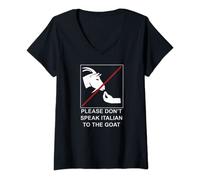 Femme S'il te plaît, ne parle pas italien à la chèvre T-Shirt avec Col en V