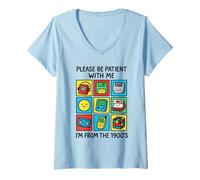 Femme s'il Vous plaît, Soyez Patient avec Moi, Je Viens des années 1900 et 1990 T-Shirt avec Col en V