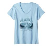 Femme Silence Éternel et Ciel Proche en Alaska T-Shirt avec Col en V