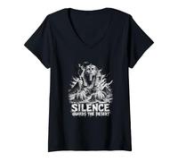 Femme Silence Guards Pyramides du Sphinx du Désert Egypte T-Shirt avec Col en V