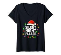Femme Silent Night Please Funny Christmas Subtle Bah Humbug T-Shirt avec Col en V