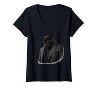 Femme Silent Panther Elegant Night Présence T-Shirt avec Col en V