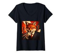 Femme Silent Power, Le Cerveau stratégique de Fox T-Shirt avec Col en V