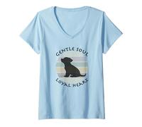 Femme Silhouette de Chiot Adorable cœur fidèle de Gentle Soul T-Shirt avec Col en V