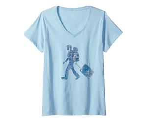 Femme Silhouette de voyageur aventureux, Globe-trotter T-Shirt avec Col en V