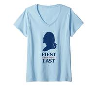 Femme Silhouette du président de Washington, Premier mais Pas dernier T-Shirt avec Col en V