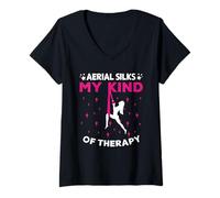 Femme Silks aériens Mon Genre de thérapie acrobate Yoga T-Shirt avec Col en V