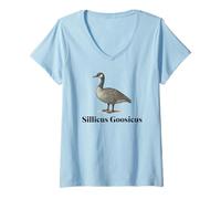 Femme Silly Oie Faux nom latin drôle animal jeu de mots art vintage T-Shirt avec Col en V
