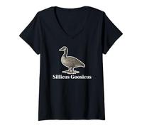 Femme Silly Oie Faux nom latin drôle animal jeu de mots art vintage T-Shirt avec Col en V