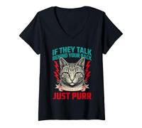 Femme S'ils parlent derrière Votre Dos, Parlez, Chat, ronronnez T-Shirt avec Col en V