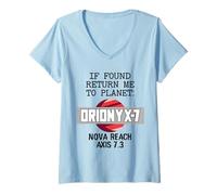 Femme S'ils sont trouvés, retournez-Moi sur la planète Orionyx-7 Space Apparel T-Shirt avec Col en V
