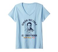 Femme Simón Bolívar El Libertador Indépendance sud-américaine T-Shirt avec Col en V