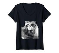 Femme Simon Fowler Bonnie Tyler Coiffe florale T-Shirt avec Col en V