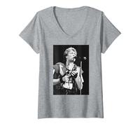 Femme Simon Le Bon Duran Duran Sing Blue Silver Tournée 1983 T-Shirt avec Col en V