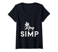 Femme Simp King - Sarcastic Egamer et Egirl Internet Meme Nation T-Shirt avec Col en V