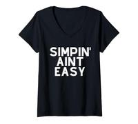 Femme Simpin Aint Easy Funny Eboy Egirl Kawaii Dank Meme Simp T-Shirt avec Col en V
