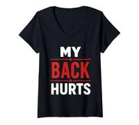 Femme Simple Funny Gym Workout Quote My Back Hurts T-Shirt avec Col en V