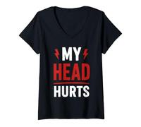 Femme Simple Funny Gym Workout Quote My Head Hurts T-Shirt avec Col en V