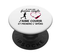 Femme Simple j’Aime Courir et l’apéro Humour Course à Pied PopSockets PopGrip Adhésif