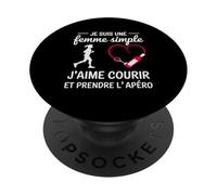 Femme Simple j’Aime Courir et l’apéro Humour Course à Pied PopSockets PopGrip Adhésif