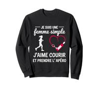 Femme Simple j’Aime Courir et l’apéro Humour Course à Pied Sweatshirt