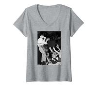 Femme Simple Minds Jim Kerr New Gold Tour 1982 par Virginia Turbett T-Shirt avec Col en V