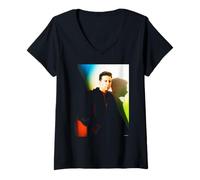 Femme Simple Minds Portrait de Jim Kerr par AJ Barratt T-Shirt avec Col en V