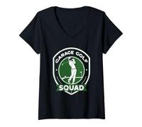 Femme Simulateur De Golf Garage Golf Squad T-Shirt avec Col en V