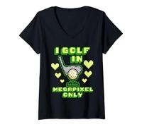 Femme Simulateur De Golf I Golf in Megapixel Only T-Shirt avec Col en V