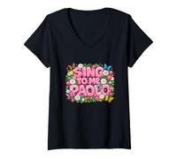 Femme Sing to Me Paolo Pastel Mignon Papillon Nostalgie T-Shirt avec Col en V