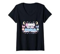 Femme Sing to Me Paolo Pastel Mignon Papillon Nostalgie T-Shirt avec Col en V