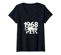 Femme Singe 1968 - Art personnalisé de l'année du Zodiaque Chinois T-Shirt avec Col en V