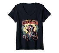 Femme Singe babouin Vampire Primate Halloween T-Shirt avec Col en V