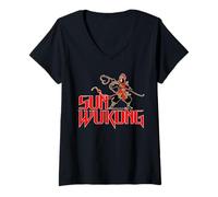 Femme Singe Chinois Asiatique Roi Sun Wukong T-Shirt avec Col en V