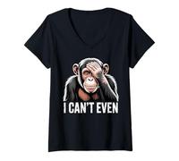 Femme Singe Facepalm Funny Meme I Can't Even Humour Design T-Shirt avec Col en V