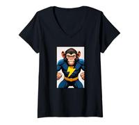 Femme Singe Super-héros T-Shirt avec Col en V