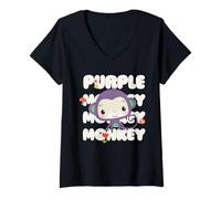 Femme Singe Violet Fisher-Price T-Shirt avec Col en V
