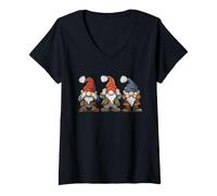 Femme Singes de la Sagesse Geste représenté comme des Gnomes Nains T-Shirt avec Col en V