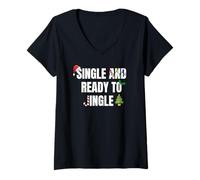 Femme Single and Ready to Jingle Festive Holiday Season Design T-Shirt avec Col en V