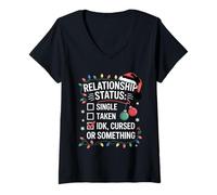 Femme Single Taken Cursed Relationship Status Christmas Meeting T-Shirt avec Col en V