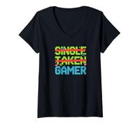 Femme Single Taken Gamer Priorities Relationship Status Tee T-Shirt avec Col en V