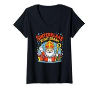Femme Sinterklaas Komt Eraan Folklore néerlandais Saint-Nicolas Eve T-Shirt avec Col en V