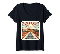 Femme Sioux City Iowa Railroad Midwest Train États-Unis Amérique T-Shirt avec Col en V