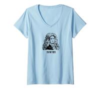 Femme Sir Isaac Newton Anglais Mathématicien Physicien Astronome T-Shirt avec Col en V