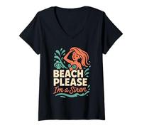 Femme Siren Girl Mermaid Vibe Coastal Esthétique Free Spirit Beach T-Shirt avec Col en V