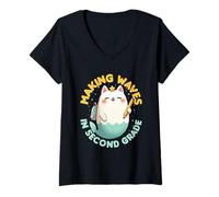 Femme Sirène Sirènes Making Waves in Second Grade T-Shirt avec Col en V