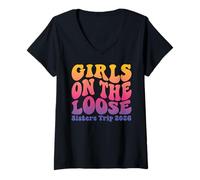 Femme Sisters Weekend Girls on The Loose Sisters Trip 2026 T-Shirt avec Col en V