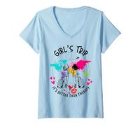 Femme Sisters Weekend It's Better Than Therapy for Girls Trip 2025 T-Shirt avec Col en V