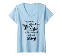 Femme Sisters Woman Without Her Sister is Like Bird Without Wings T-Shirt avec Col en V